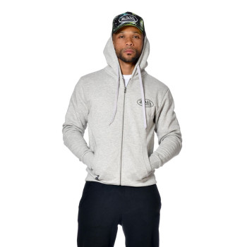 Sweat à Capuche Zippé Gris Molletoné SLIMAN | Homme - Vondutch