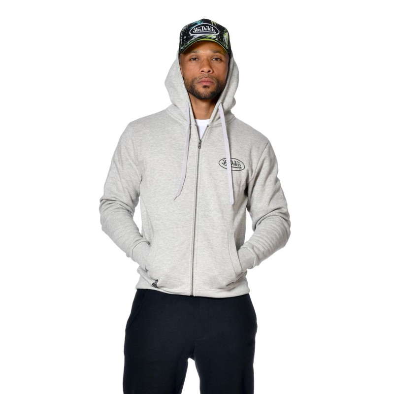 Sweat à Capuche Zippé Gris Molletoné SLIMAN | Homme - Vondutch Vondutch - 1