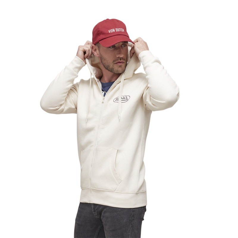 Sweat à Capuche Zippé Beige Molletoné SLIMAN | Homme - Vondutch Vondutch - 1