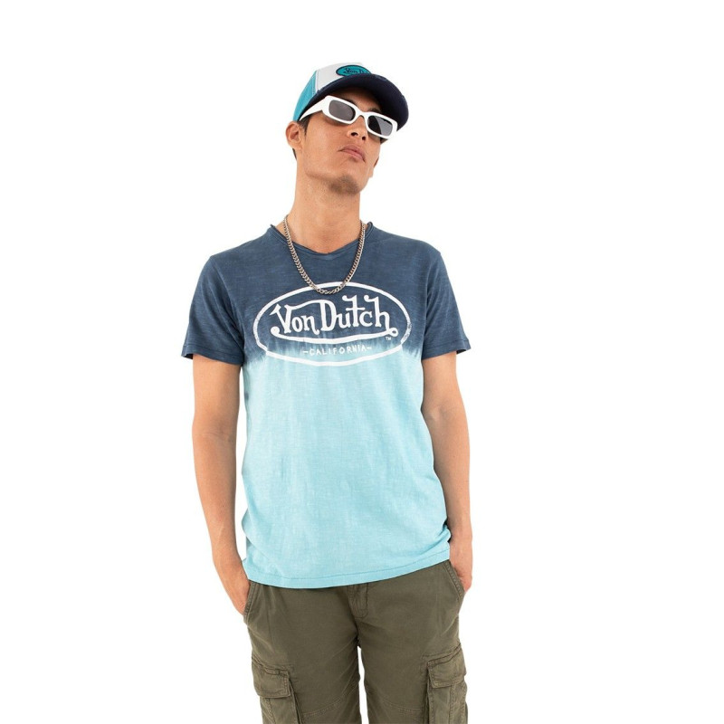Tee Shirt Bleu coupe Régular Col V effet Dégradé, Tie and Dye RON | Homme - Vondutch Vondutch - 1