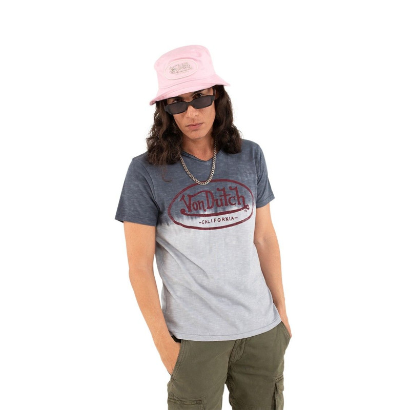 T-shirt à col effet tie and die dégradé V homme Ron en coton Vondutch - 1
