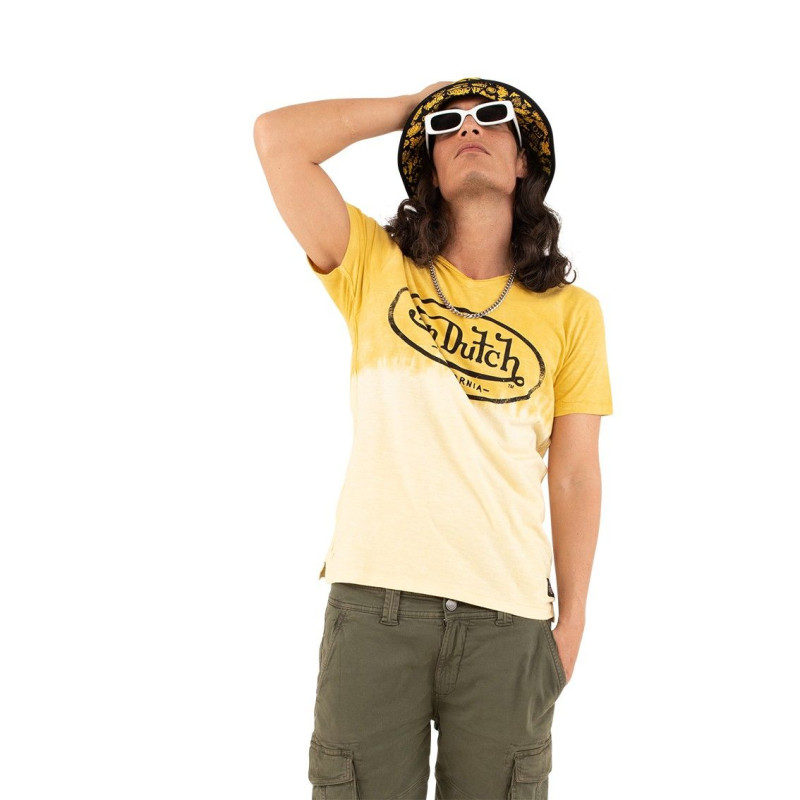 T-shirt à col effet tie and die dégradé V homme Ron en coton Vondutch - 1