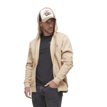 Sweat à Capuche Zippé Beige SLIMAN | Homme - Vondutch