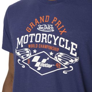 T-shirt bleu homme col rond coupe regular Moto GP x Von Dutch
