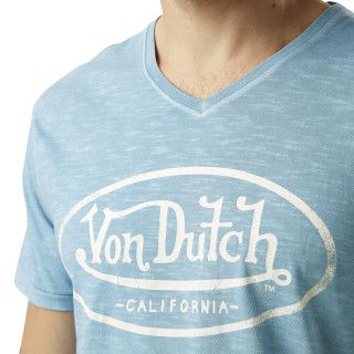 Tee Shirt Bleu clair coupe Regular Col V effet Flammé TYRON | Homme - Vondutch