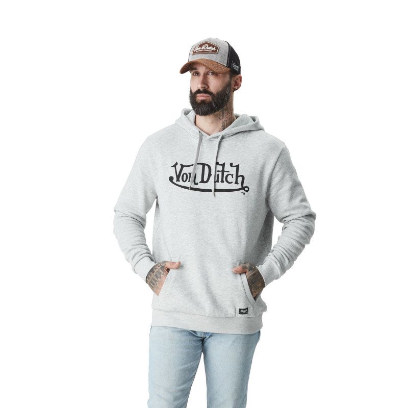 Sweat à Capuche Gris Molletoné LOGAN | Homme - Vondutch | Von Dutch