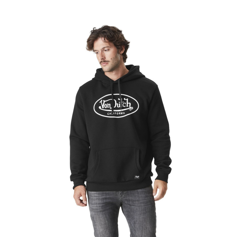 Sweat à Capuche Noir Molletoné BRAND | Homme - Vondutch | Von Dutch