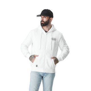 Sweat à Capuche Zippé Blanc Molletoné SLIMAN | Homme - Vondutch | Von Dutch