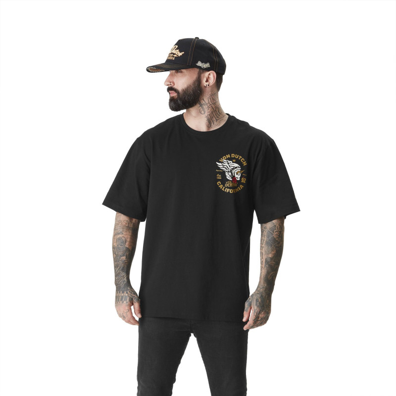 Tee Shirt Noir coupe Relaxed fit Col rond LEGEND | Homme - Vondutch