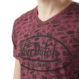 Tee Shirt Rouge coupe Regular Col V TYRON | Homme - Vondutch