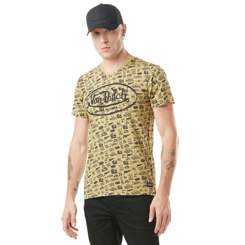 Tee Shirt Beige coupe Regular Col V TYRON | Homme - Vondutch