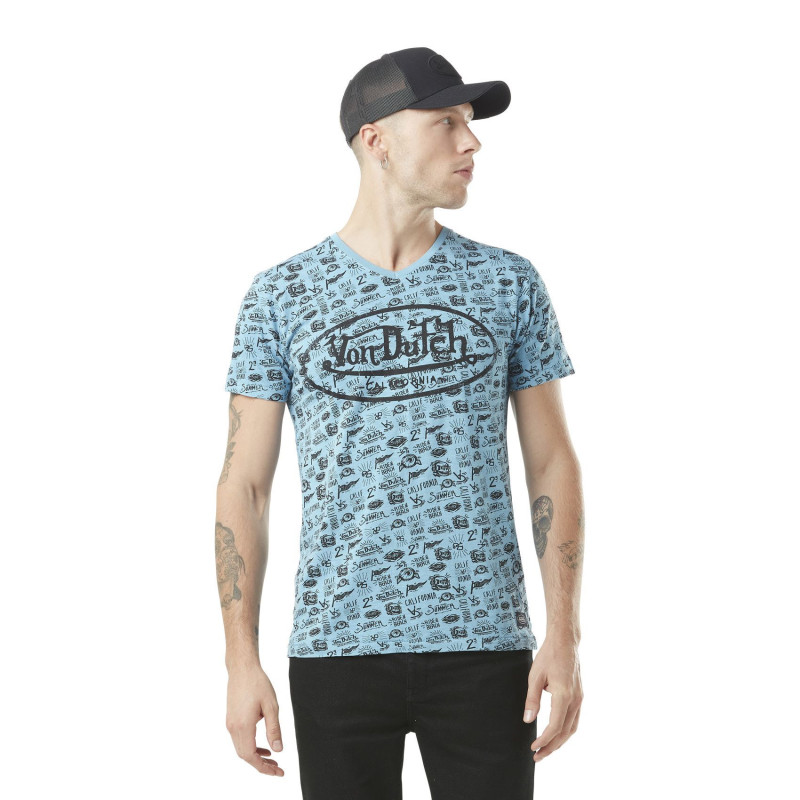 Tee Shirt Bleu coupe Regular Col V TYRON | Homme - Vondutch