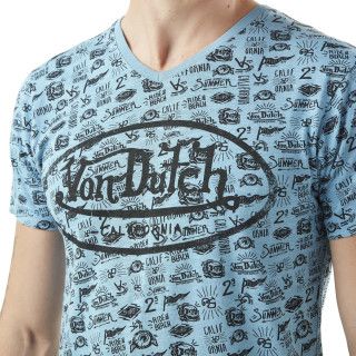 Tee Shirt Bleu coupe Regular Col V TYRON | Homme - Vondutch