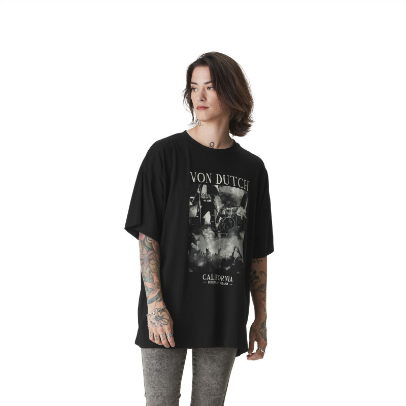 Tee Shirt Noir coupe Oversize Col rond CONCERT | Femme - Vondutch