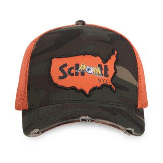 Casquette Vondutch x Schott Kaki Camouflage Trucker Snapback effet Usé | Von Dutch