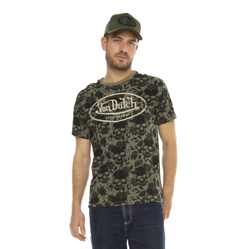 Tee Shirt Kaki coupe Regular Col rond All Over BRAD | Homme - Vondutch | Von Dutch