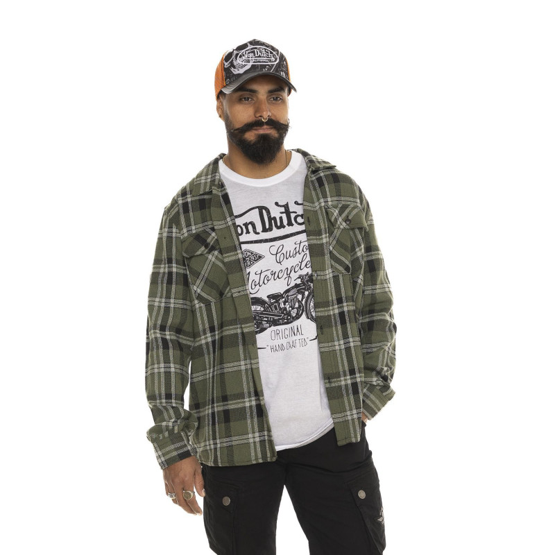 Chemise en Coton à carreaux coupe Regular Manches longues Kaki MARVIN | Homme - Vondutch | Von Dutch