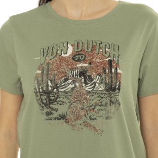 Tee Shirt Vert coupe Regular Col rond effet Usé ARIZONA | Femme - Vondutch | Von Dutch