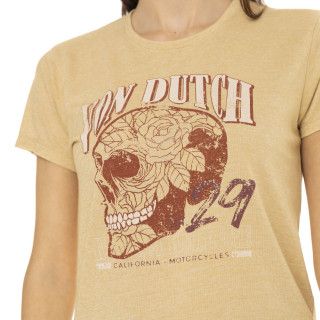 Tee Shirt Beige coupe Regular Col rond effet Chiné SKULL | Femme - Vondutch | Von Dutch