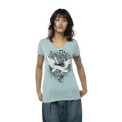 Tee Shirt Bleu coupe Regular Col V SWORD | Femme - Vondutch | Von Dutch