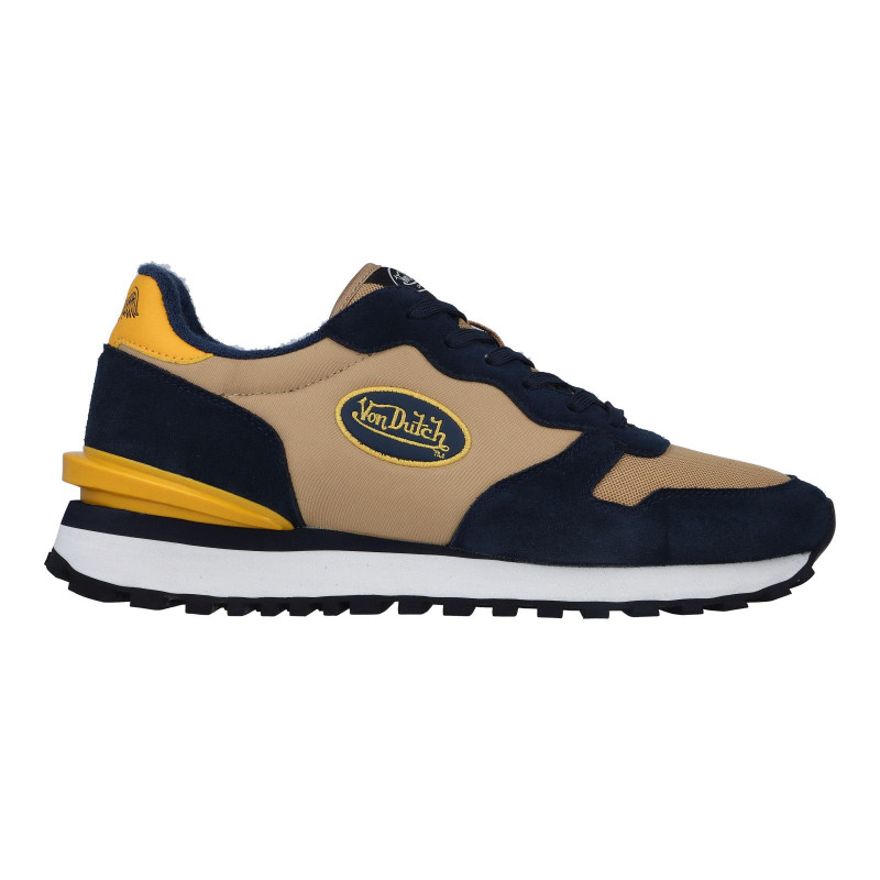 Baskets rétro running “Flying Eye” bleu marine / beige / jaune - Von Dutch  | Von Dutch