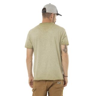 Tee Shirt Kaki coupe Régular Col V effet Flammé LIGHTER | Homme - Vondutch | Von Dutch