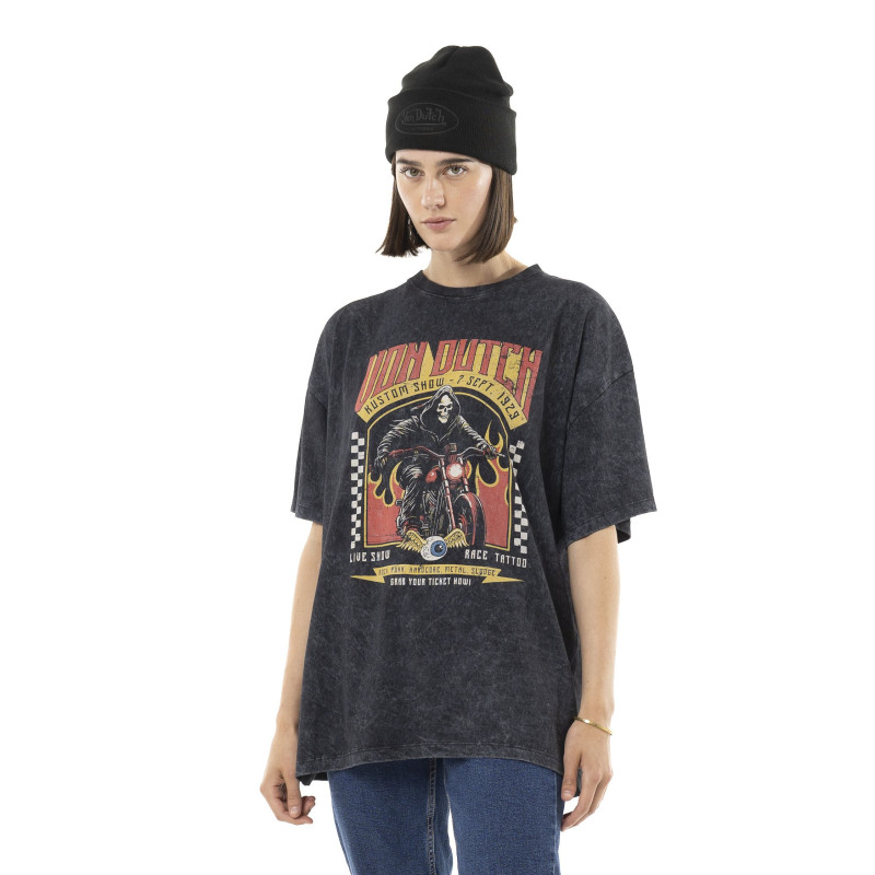 Tee Shirt Noir coupe Relaxed fit Col rond effet Tie and Dye LIVE SHOW | Femme - Vondutch | Von Dutch