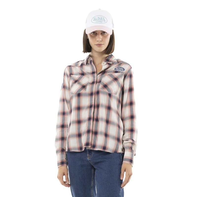 Chemise à carreaux coupe Régular Manches longues Blanche STUD | Femme - Vondutch | Von Dutch