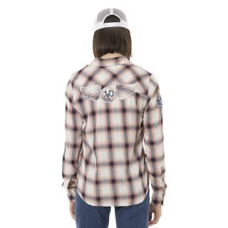 Chemise à carreaux coupe Régular Manches longues Blanche STUD | Femme - Vondutch | Von Dutch