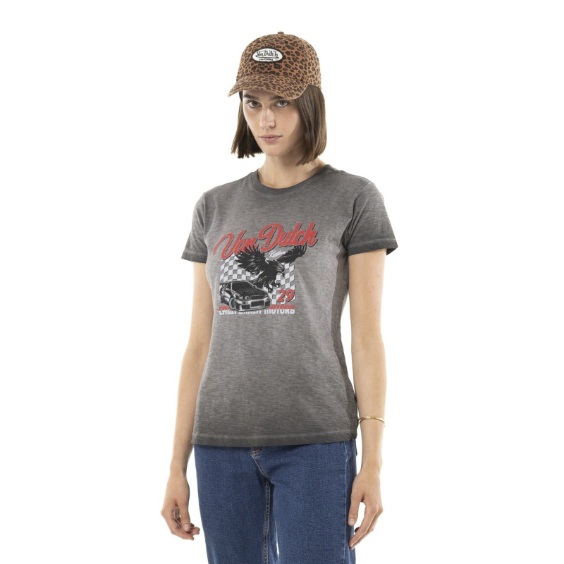 Tee Shirt Noir coupe Régular Col rond effet Délavé FAST | Femme - Vondutch | Von Dutch