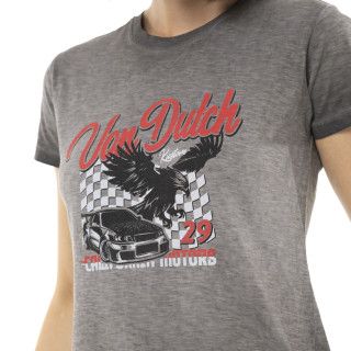 Tee Shirt Noir coupe Régular Col rond effet Délavé FAST | Femme - Vondutch | Von Dutch