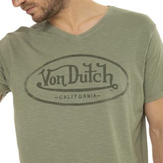 Tee Shirt Vert coupe Régular Col V effet Flammé TYRON | Homme - Vondutch | Von Dutch