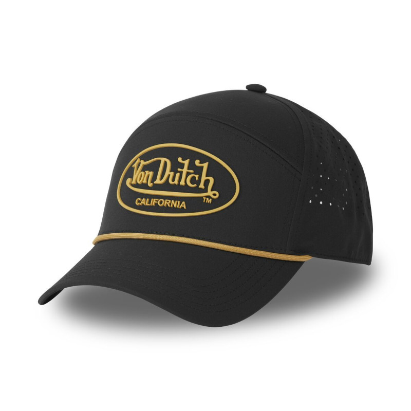 Casquette Vondutch Noire Six panel Snapback en PU CORD | Von Dutch