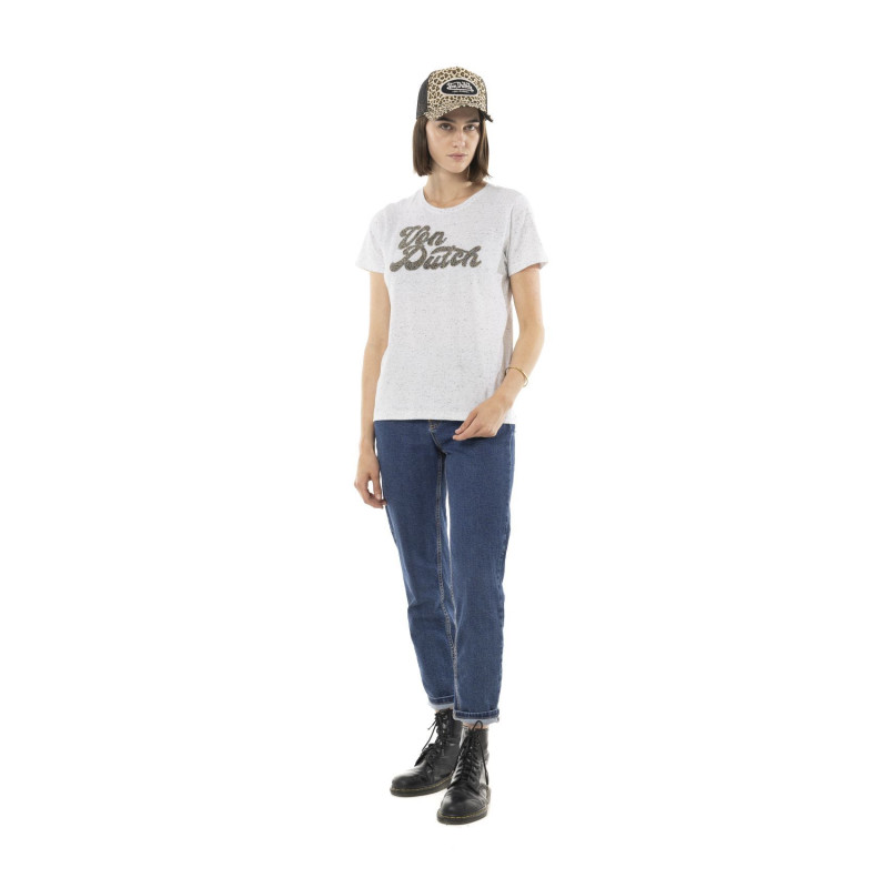 Tee Shirt Blanc coupe Régular Col rond effet Strié PERLE | Femme - Vondutch | Von Dutch