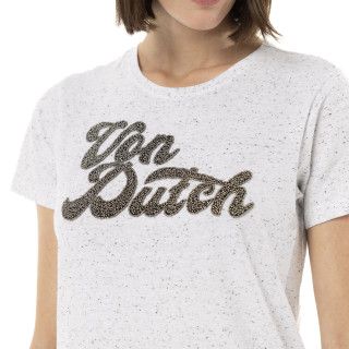 Tee Shirt Blanc coupe Régular Col rond effet Strié PERLE | Femme - Vondutch | Von Dutch