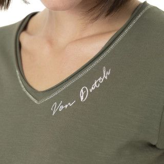 Tee Shirt Kaki coupe Régular Col V TULLE | Femme - Vondutch | Von Dutch