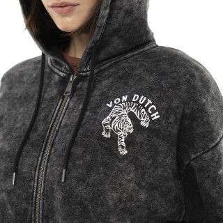 Sweat à capuche Zippé coupe Oversize Noir BEAST | Femme - Vondutch | Von Dutch