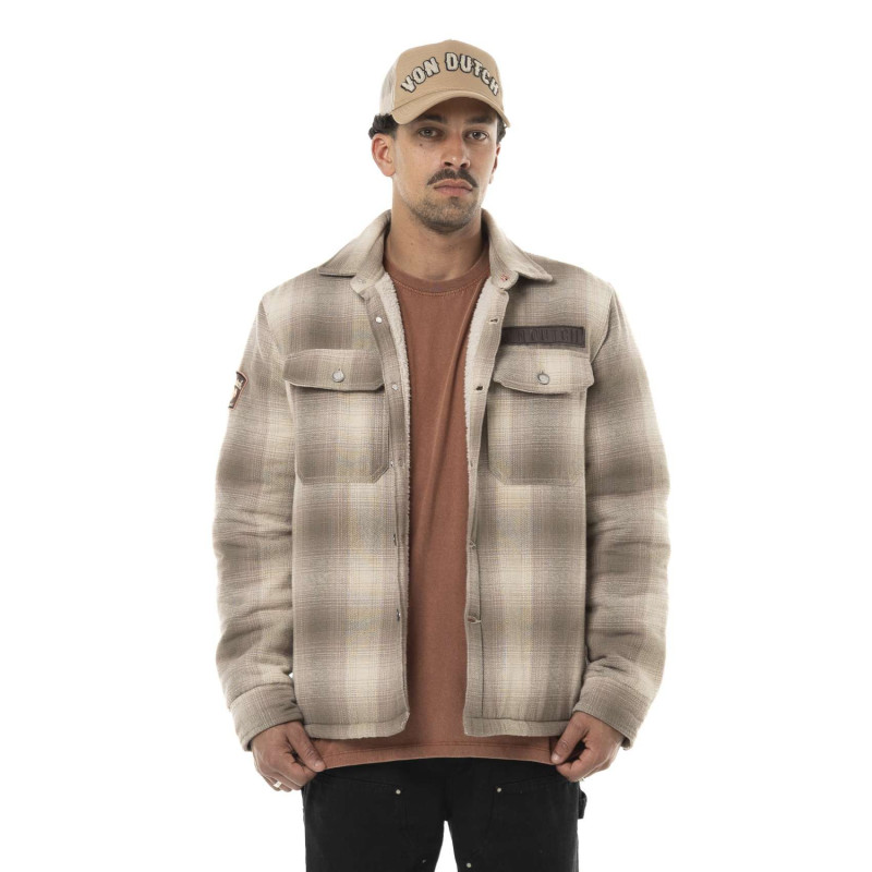 Surchemise à carreaux Sherpa Hiver Beige HEAVEN | Homme - Vondutch | Von Dutch
