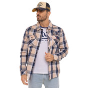 Chemise homme manches longues à carreaux patch et print dos Ethan