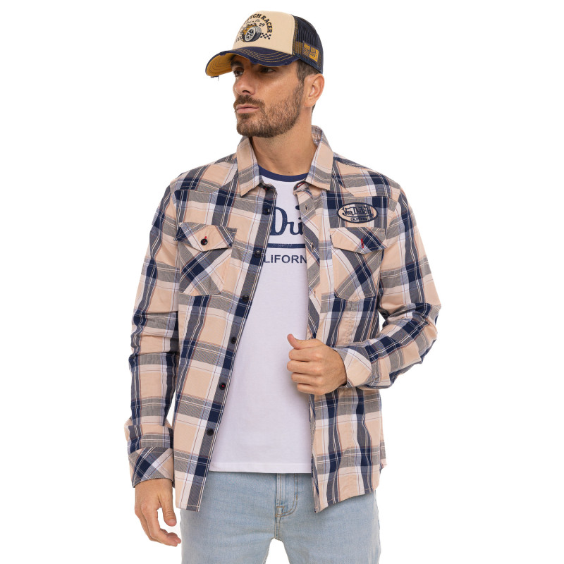 Chemise en Coton à carreaux coupe Régular Manches longues Rose ETHAN | homme - Vondutch | Von Dutch