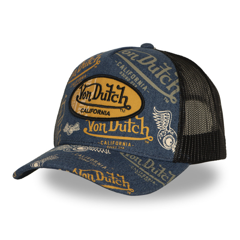 Casquette Vondutch Bleue Trucker Snapback en Denim CAFE | Von Dutch
