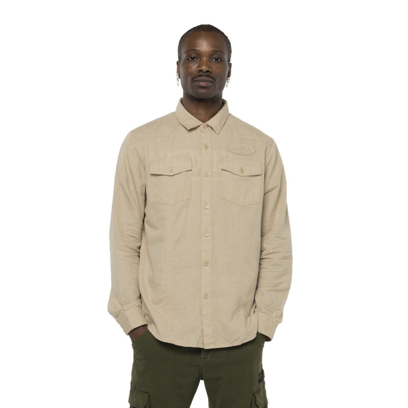 Chemise en Coton coupe Régular Manches longues Beige LINO | homme - Vondutch | Von Dutch