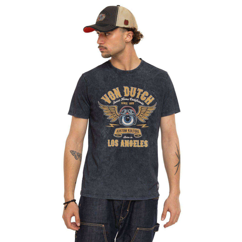 T-shirt homme col rondRegular fit en Jersey effet Acid wash Seeing