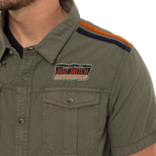 Chemise homme manches courtes en popeline avec patch et print Box - Photo 2