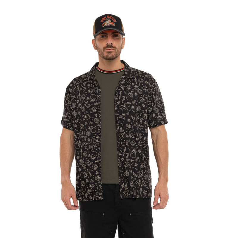 Chemise homme fluide manches courtes en viscose imprimée Tats - Photo 1