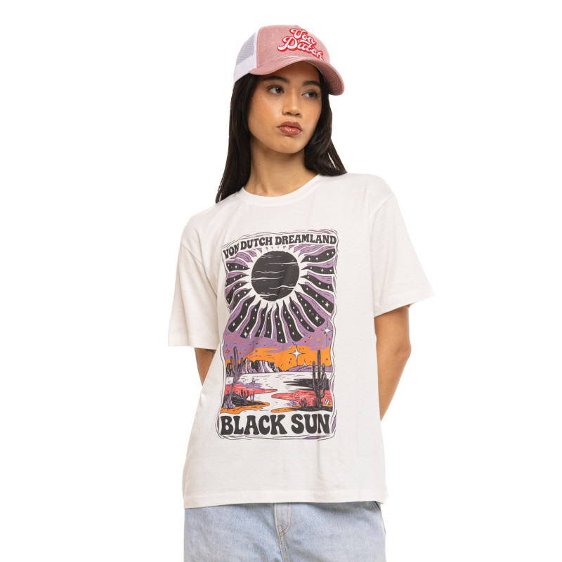T-shirt femme fluide col rond print devant et dos Sun - Photo 1
