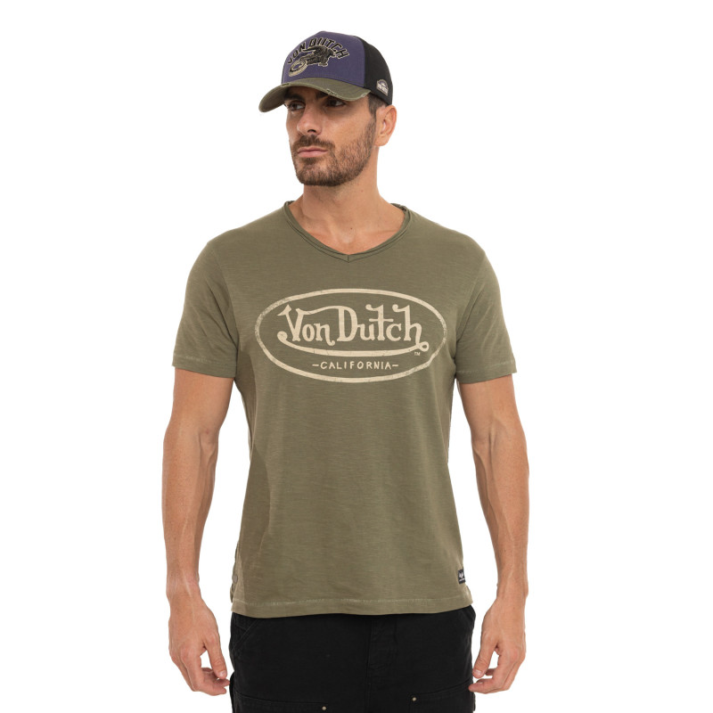 T-shirt homme en jersey col V rouloté imprimé devant Ron - Photo 1