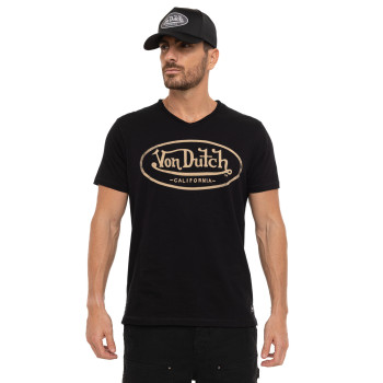 Tee Shirt Noir coupe Regular Col V effet Flammé RON | Homme - Vondutch
