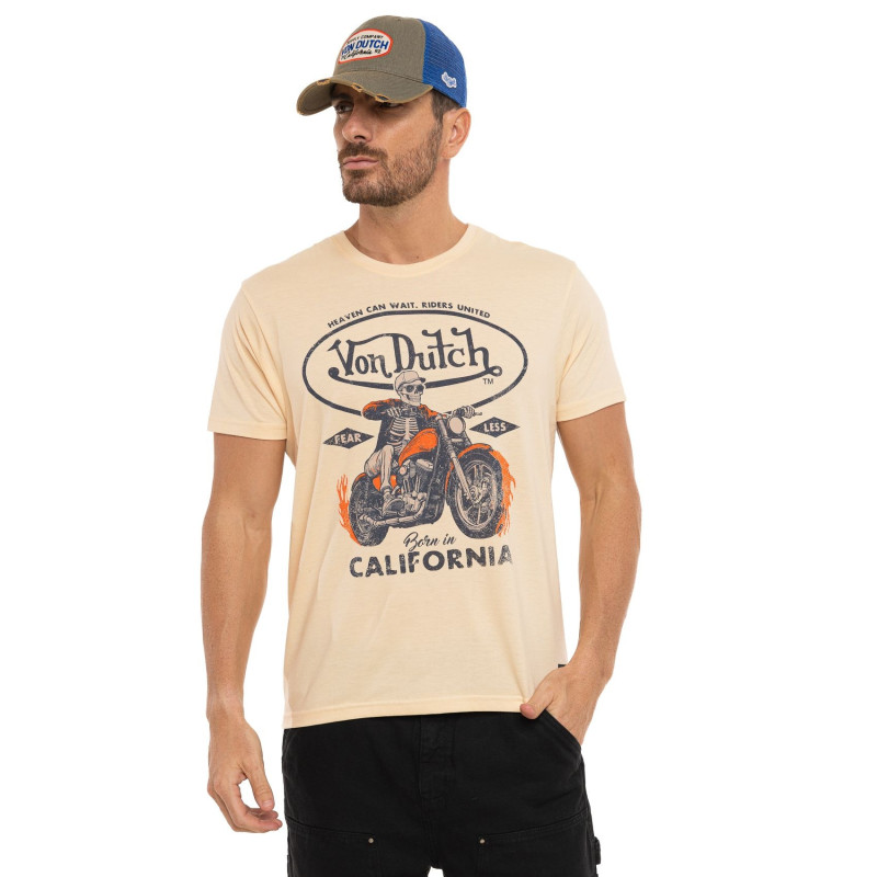 T-shirt homme col rond regular fit effet chiné en jersey Fear - Photo 1