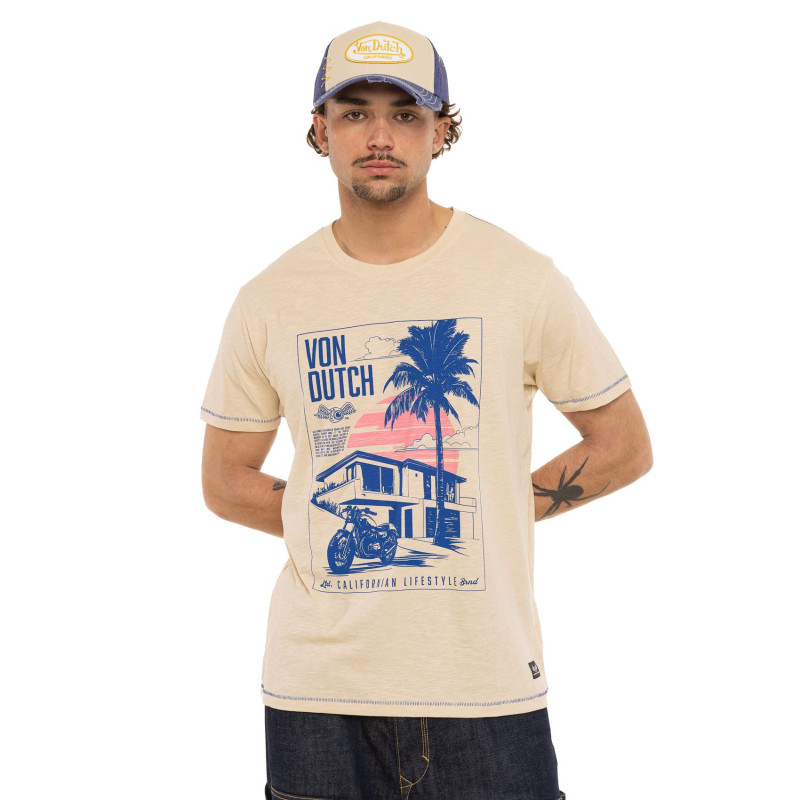 T-shirt homme regular fit col rond en Slub jersey Palm - Photo 1